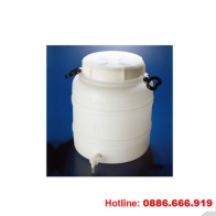 Thùng nhựa đựng nước cất phòng thí ngihiệm 30 lít, HDPE, Azlon Scilabware