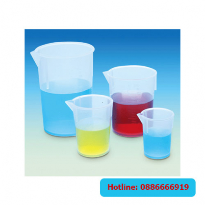 Beaker 500ml nhựa PP vạch trắng