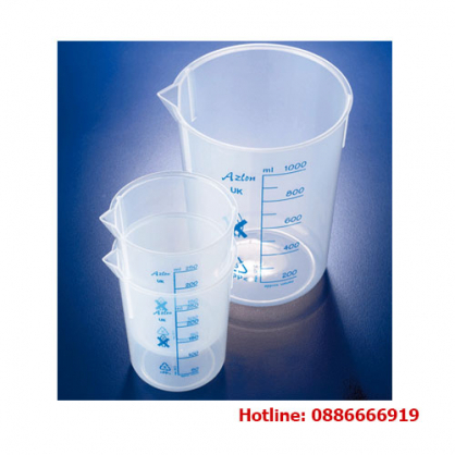 Beaker nhựa pp 400ml Azlon vạch xanh