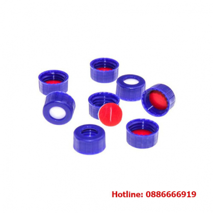 Blue Screw Cap 9-425with Red PTFE/White Silicone 1mm (.040") Thick  100pcs/pk.