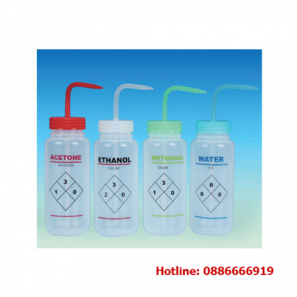 Bộ bình tia 500ml 4 nhãn "Acetone, Ethanol, Methanol, Water"