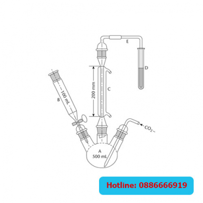 Bộ dụng cụ thủy tinh chưng cất SO2 (sulfur distillation), 500ml