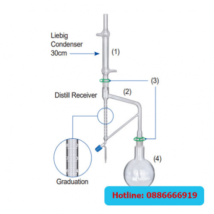Bộ dụng cụ thủy tinh cưng cất xác định hàm lượng dầu