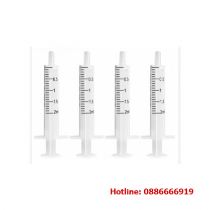 Bơm tiêm 2ml nhựa PP, không silicone, tiệt trùng