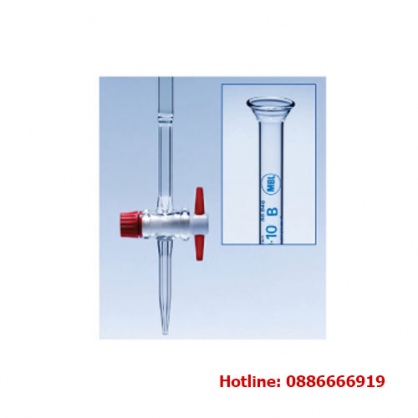 Buret thủy tinh 10ml class-B MBL khóa ptfe