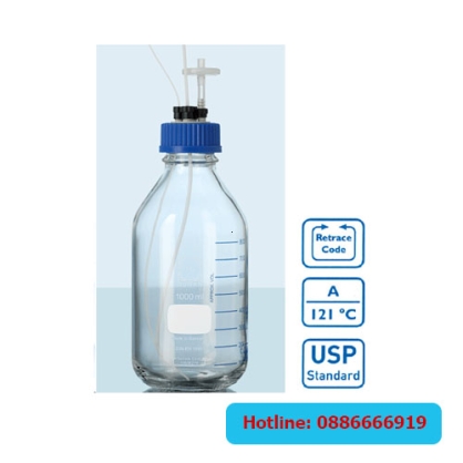 Chai HPLC nắp 4 port GL45 Duran 1000ml