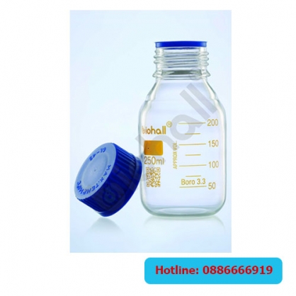 Chai thủy tinh trung tính đựng mẫu 100ml Biohall Germany