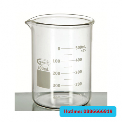 Cốc đốt thủy tinh thành dày 600mL Glassco