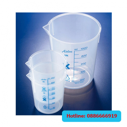 Cốc nhựa pp vạch xanh 1000ml Scilabware Azon BPB1000P