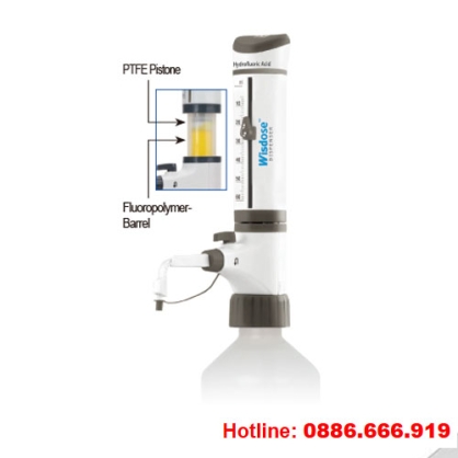Dụng cụ bơm hút Axít Hydrofluoric, dispenser, 2.5~30ml, Wisdose