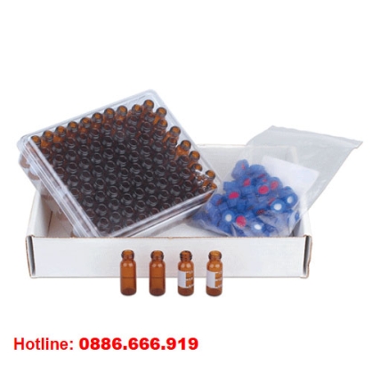 Lọ thủy tinh nâu 2ml dùng trong sắc ký kèm theo nắp vặn và septa có xẻ rãnh