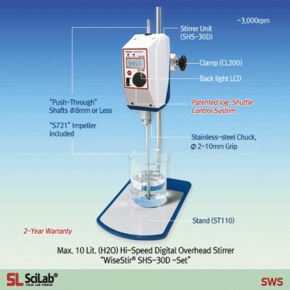 Máy khuấy đũa mỹ phẩm dùng thí nghiệm SHS-30D Daihan, 10 lít