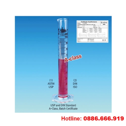 Óng đong chính xác thủy tinh 2000ml USP Witeg germany