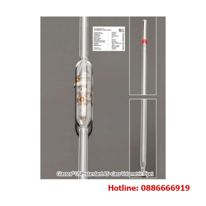 Pipet bầu 5ml, loại AS, chuẩn USP, Glassco