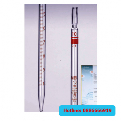 Pipet thủy tinh thẳng 10ml A-class MBL