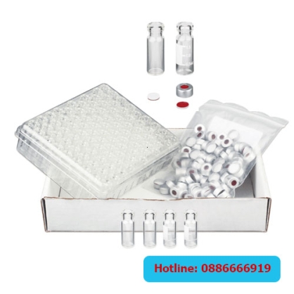 Vial 2ml HPLC Autosampler thủy tinh trong có seal nhôm septa silicon/ptfe